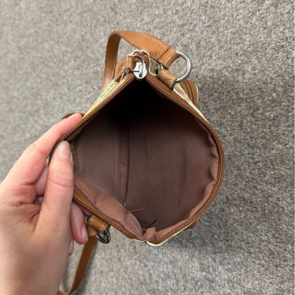 Vintage Fossil London Travel Stamps Leather Crossbody Bag Wallet Front Pocket - Picture 4 of 9
